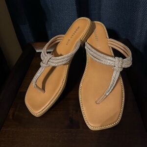 Steve Madden Tan Sandals with Metallic Straps